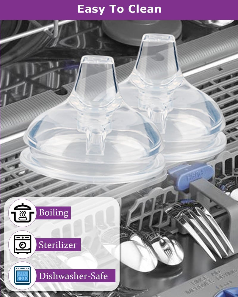 joyfeed Sippy Spout Nipples for Comotomo Baby Bottles,100% Soft Silicone Sippy Cup Nipples,Variable Flow Conversion Nipple,6+ Months,4 Count - Image 2